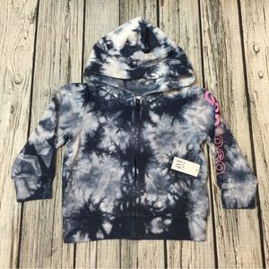 Gap Girls 18-24 Months or 2T Blue and White Tie-Dye Zip-Up Hoodie. NWT